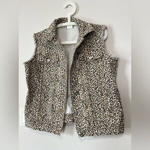 Women’s denim leopard print vest